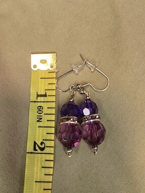 Handmade Purple Pink Beaded Dangle Earrings
